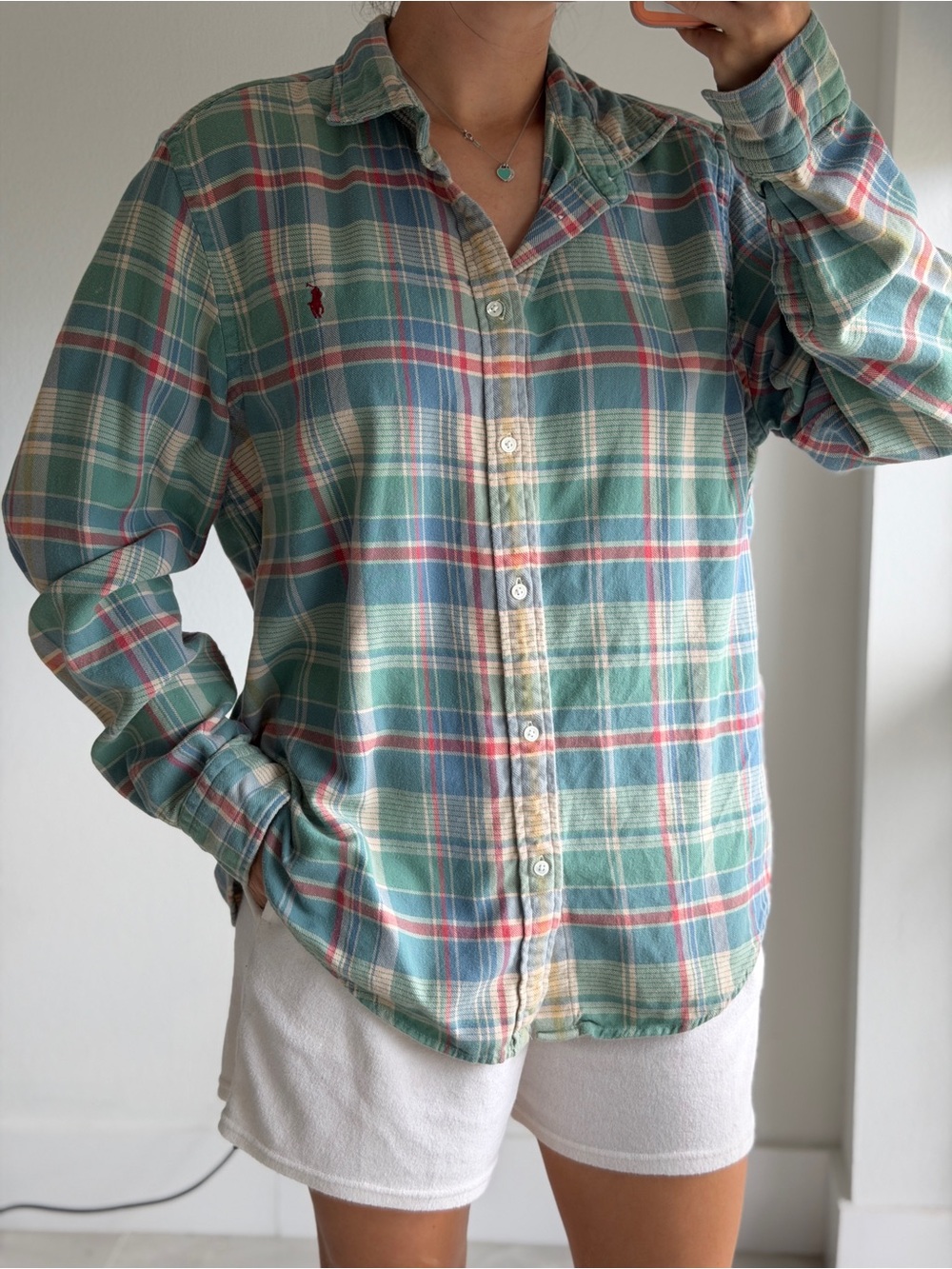 Ralph Lauren Blue & Green Plaid Button-Down Shirt